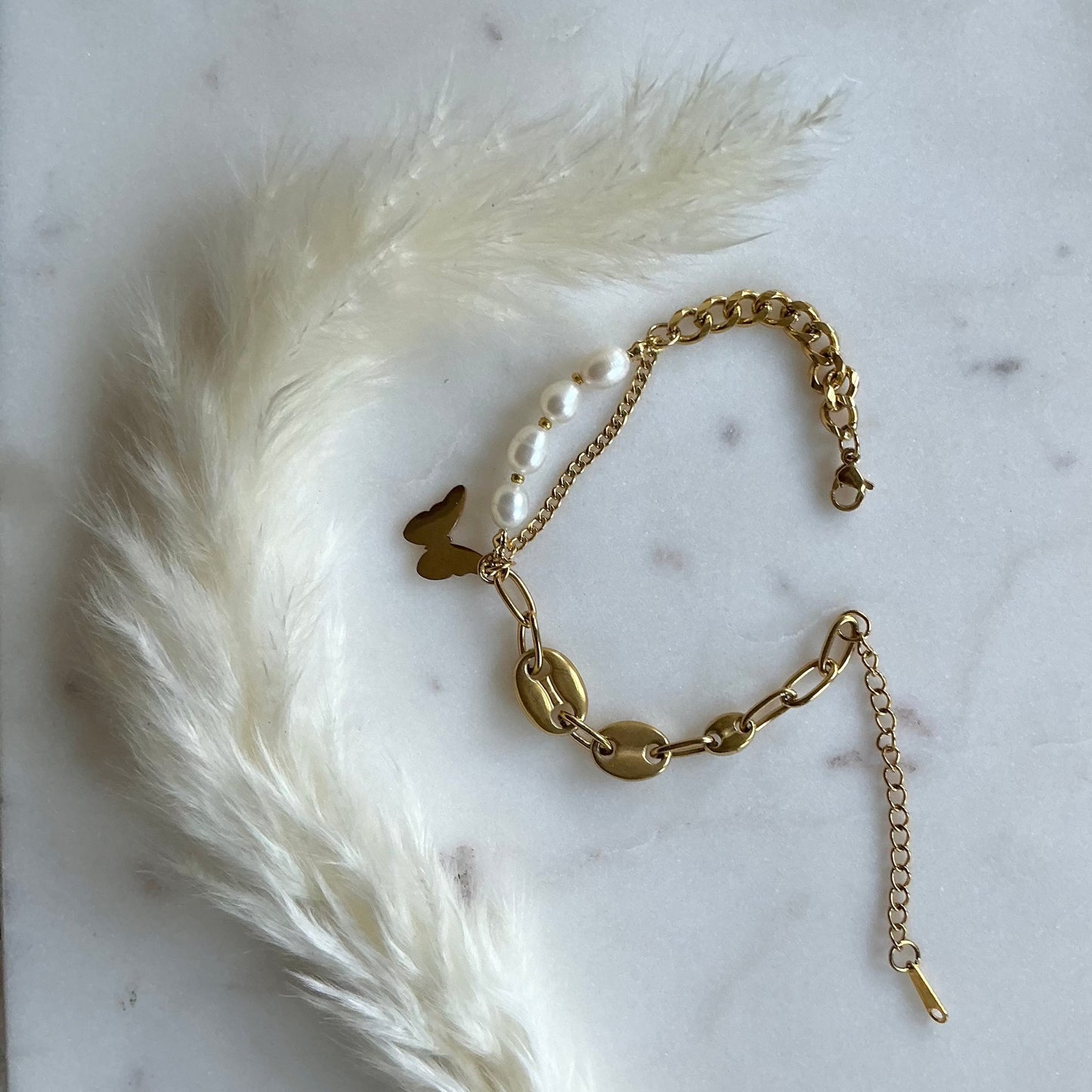 pearl butterfly charm bracelet
