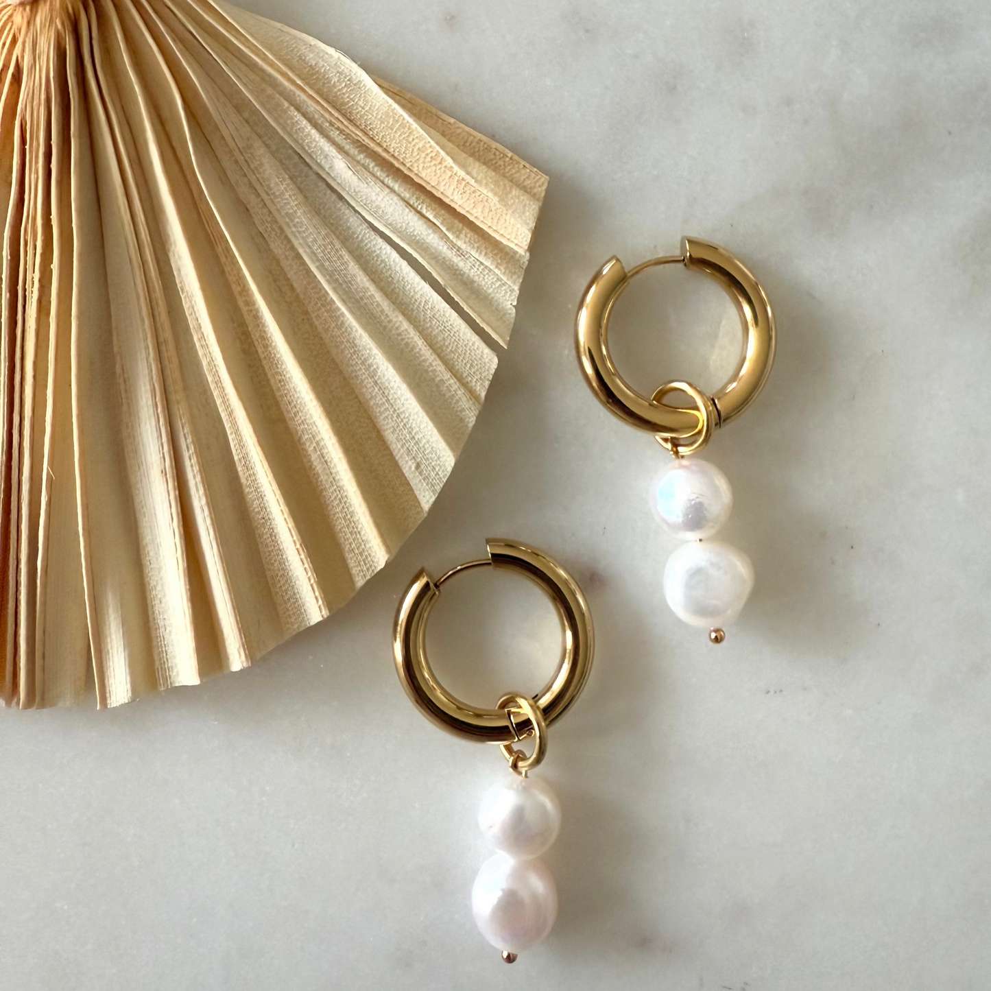 double pearl hoops