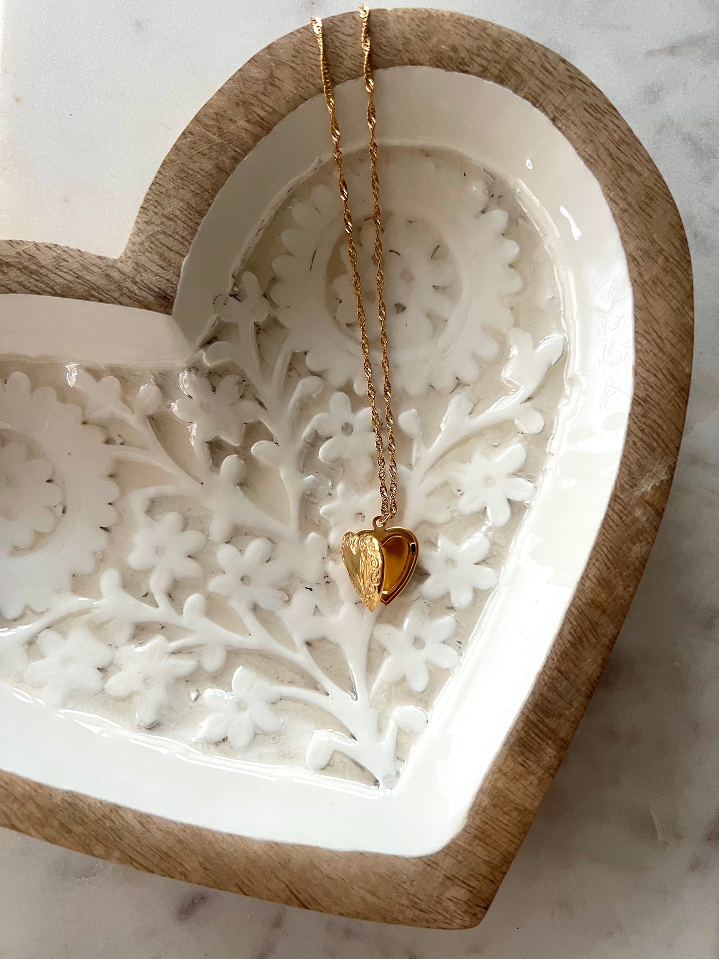 floral heart locket