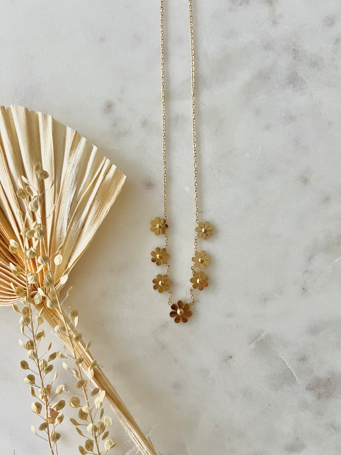 golden daisy drop necklace