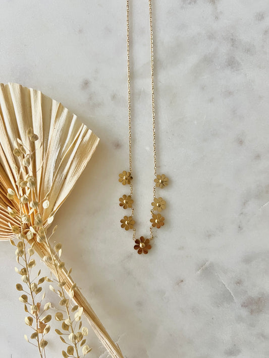 golden daisy drop necklace